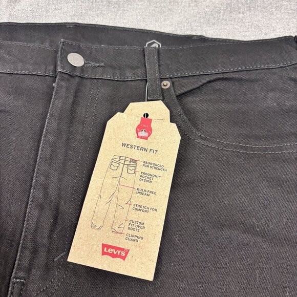 Levis Mens Black Western Fit Jeans W38 L29 Stretch Black  Denim - Picture 4 of 15